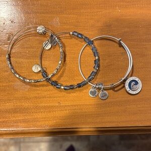 Alex and Ani Silver and Blue Beaded Bracelet Set